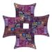 Stylo Culture Indian Cotton Living Room Throw Pillow Sham Covers Purple 18x18 Bohemian Vintage Patchwork Indian Couch Cushion Covers 45 x 45 cm Decorative Abstract Square Pillowcases | Set Of 4