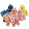 Godderr 2 Piece Girls Boys Hooded Fleece Pajama Set for Toddler Kids Infant Fleece Matching Sleepwear Autumn Long Sleeve Plush Fleece Pajamas Pj Set with Rabbit Ear Winter Fall Soft Tops Pants