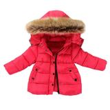 Winter Thick Down Jacket for Child Kids Hoodie Zipper Keep Warm Coat Baby Boys Girls Parka Thick Windproof Hooded Coat Red 130