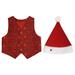Youmylove Toddler Boys Girls Christmas Prints Costome Party Vest Hat Outfit Set
