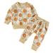 KDFJPTH Toddler Fall Outfits for Girls Kids Boys Outfit Pumpkins Prints Long Sleeves Sweatershirt Tops Pants Pajams 2Pcs Children Clothes Sets