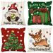 Christmas Throw Pillow Covers 18x18 Set of 4 Green and Red Xmas Decorations Farmhouse Pillowcase Santa Claus Elk Snowflake Merry Christmas Tree Gift Winter Holiday for Sofa Bed Home Outdoor by Husfou