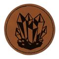 Crystal Geode 2.5 Faux Leather Round Engraved Iron-On Patch - Brown