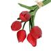 Oiur 5 Pcs/Set Fake Flower Decor Simulated Easy to Care Faux Leather Long Stem Soft Artificial Tulip Wedding Supplies