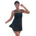 Plus Size Women's Embellished High-Neck Swimdress by Swim 365 in Black (Size 16)