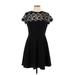 Shein Casual Dress - Mini Crew Neck Short sleeves: Black Solid Dresses - Women's Size Large