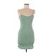 Shein Casual Dress - Party Plunge Sleeveless: Green Stripes Dresses - Women's Size Medium