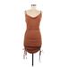 Shein Cocktail Dress - Bodycon: Brown Solid Dresses - Women's Size Medium