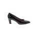 Salvatore Ferragamo Heels: Pumps Chunky Heel Classic Black Print Shoes - Women's Size 8 1/2 - Almond Toe