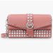 Michael Kors Bags | Michael Kors Mk Greenwich Crossbody Bag Studded Embellished Saffiano Leather | Color: Pink/Silver | Size: Various