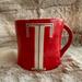 Anthropologie Dining | Anthropologie Hand Painted Red Ceramic Monogram “T” Coffee Mug | Color: Red/White | Size: Os