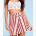 Free People Skirts | Free People It's A Wrap Red Striped Wrap Mini Skirt | Color: Cream/Red | Size: Xs
