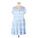 Crown & Ivy Casual Dress - A-Line Scoop Neck Short sleeves: Blue Print Dresses - Women's Size 2X-Large