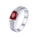 Wycian Red Ring for Men, Ruby Ring for Men 18K White Gold 1 0.75CT VVS Oval Lab Ruby with H White Natural Diamond Channel Size P 1/2 Valentines Day