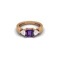 2.48 Cts Square Shape Amethyst Gemstone 925 Sterling Silver Three Stone Women Wedding Ring Rose Gold Vermeil,L1/2