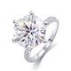 Lieson Women Rings Wedding, 14K White Gold Ring Women Rings Promise Luxury 6 Prong 14mm Round Moissanite 9.9ct Engagement Rings White Gold Ring Size P 1/2