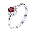 Wycian Anniversary Rings, Promise Rings Red 18K White Gold 1 0.5CT VVS Oval Lab Ruby with H White Natural Diamond Halo Solitary Cluster Channel Size T 1/2