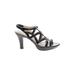 Naturalizer Heels: Slingback Chunky Heel Chic Black Solid Shoes - Women's Size 6 1/2 - Open Toe
