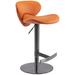 Ivy Bronx Genuine Leather Swivel Bar Stools, Titanium Stainless Steel Base, Adjustable Height Bar Chair Upholstered/Metal in Orange | Wayfair