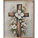 Winston Porter Flowers Behind Cross Whitewash Wood in Brown/White | 20 H x 16 W x 1.5 D in | Wayfair 3CD2D2F8FE314E909B2C5369646EED08