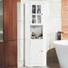 Wildon Home® Miraha Freestanding Corner Bathroom Cabinet Manufactured Wood in Brown/White | 65.2 H x 23.3 W x 16 D in | Wayfair