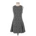 BCBGeneration Casual Dress - Mini Crew Neck Sleeveless: Gray Chevron/Herringbone Dresses - Women's Size 4