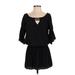 Ramy Brook Casual Dress - DropWaist Keyhole 3/4 sleeves: Black Solid Dresses - Women's Size X-Small