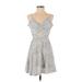 Shein Casual Dress - Mini Plunge Sleeveless: Ivory Dresses - Women's Size Small