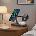 Caricabatterie wireless magnetico 3 in 1 per iPhone 16 15 14 13 12 Stazione di ricarica rapida per Apple Watch 10 9 8 7 6 5 4 Airpods 2 3 Pro