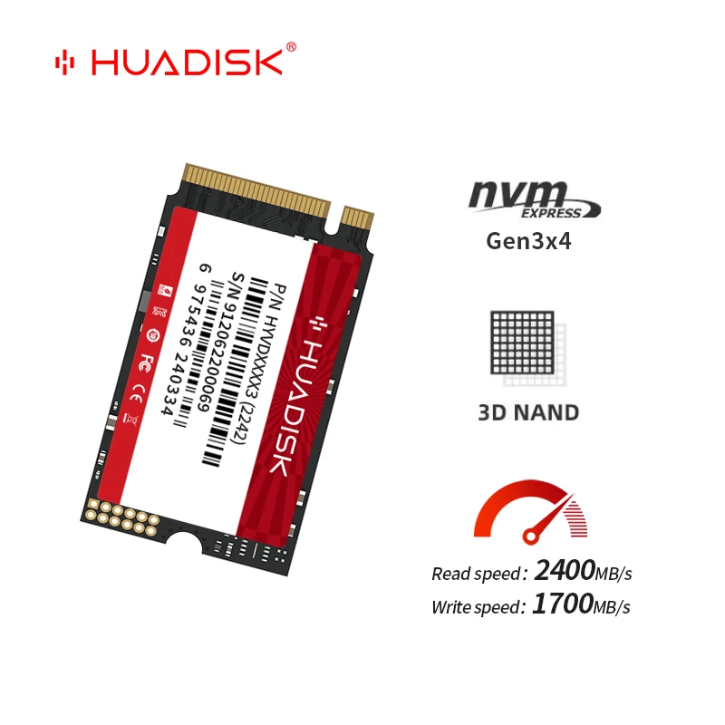 HUADISK M 2 NVMe SSD 512 GB 256 GB 128 GB M.2 2242 Nvme PCIe 2242 SSD 1 TB interne Solid State Disk für Orange PI 5 Lenovo S540 Image