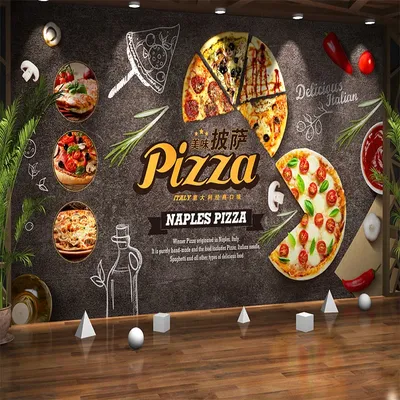 Fertigen Jede Größe Kreative Atmosphäre Lebensmittel Cartoon Pizza Wandbild Tapete Cafe Restaurant Image