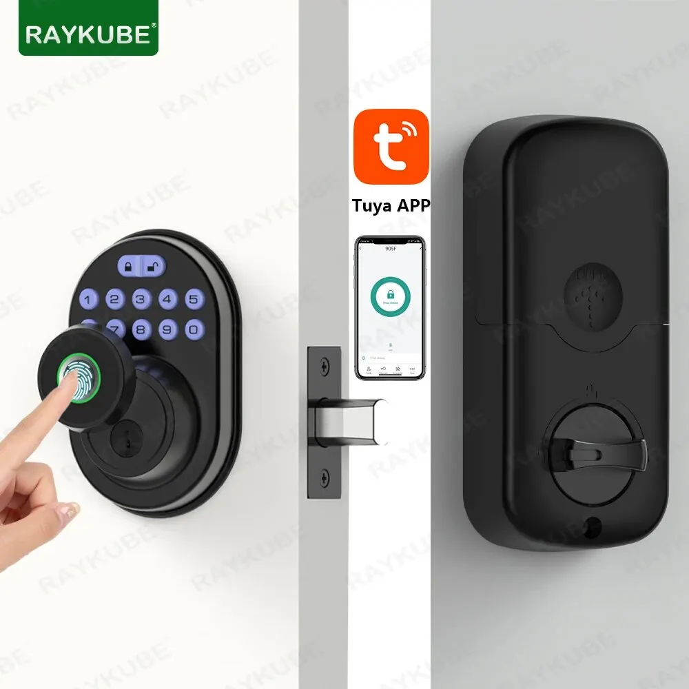 Smart Deadbolt Lock Tuya Bluetooth Finger abdruck Digital Electric Lock Unterstützung Remote temporäres Passwort für Holztür 904f Image