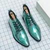 Winter Luxus Kleid Stiefel britischen Stil Herren glänzende Lederstiefel grüne Business-Schuhe Herren Hochzeits schuhe schnüren Chelsea Stiefel