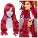 27 Inch Red wigs human hair wigs Big Wave High Temperature Heat Resistants Silk Wigs Long Curly Hair Obliques Bangs Fashion Women s Wig