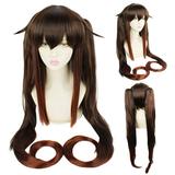 KIHOUT Deals 100cm Brown And Black Cos Game Anime Wig Fiber Silk Wig Rose Net With Hair Net