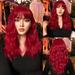 Xipoxipdo European And American Style Wine Red Natural Wavy Long Curly Wig Headgear High Temperature Wire Suitable For Parties Festivals Cosplay