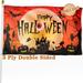 Happy Halloween Flag Double Sided 3x5 ft Outdoor 3 Ply Polyester with Pumpkin Witch Black Cat Ghost Castle Bat Trick or Treat Wall Decor