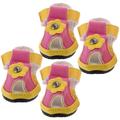 4pcs Summer Breathable Pets Dog Shoes PU Leather Floral Sandals Anti-slip Shoes Pet Supplies (Yellow) - Size 2