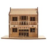 1 Set of Wood Model Assembly Toys 3D Restaurant Puzzle Toy DIY Public House Models