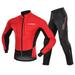 Lixada Cycling Clothing Set for Men Thermal Fleece Long Sleeve Waterproof Windproof Bicycle Jacket Jersey with Pants