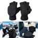 Grandest Birch Ice Fishing Gloves Windproof Elastic Wristband Fleece Winter Ice Fishing Convertible Fingerless Gloves Mittens for Cycling Running Photography