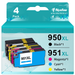 950XL 951XL Ink Cartridge for HP 950 XL 951 Ink Cartridges for HP Officejet Pro 8610 8600 8615 8620 8625 8100 276dw 251dw Printer ( Black Cyan Magenta Yellow 4 Pack)
