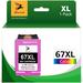 67XL Tri-color Ink for HP Printer Ink 67 XL 67XL Ink Cartridge for HP Envy 6000 6055 6055e 6400e 6455e 6458e Deskjet 2742e 2752e 2755e Envy Pro 6455 6458 Printer (1 Tri-color)