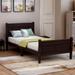 Espresso Wood Platform Bed, Twin, Sleigh Bed, Mattress Foundation