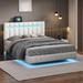 Full/Queen Size Floating Bed Frame with LED Lights & USB Charging,Modern Upholstered Platform LED Bed Fram for Stylish Furniture