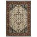 3' X 5' Ivory Beige Red Blue Gold Green And Navy Oriental Power Loom Stain Resistant Area Rug With Fringe - 3'6"