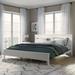 White Modern Solid Wood King Platform Bed, Elegant and Durable