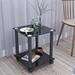 2-pieces Black Side Table 2-tier Space End Table Nightstand, Modern Bedside Cabinet Sofa Side Table with Storage Shelve