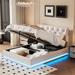 Full/Queen Size Upholstered Bed w/ Hydraulic Storage System & LED Light, Modern Platform Bed with Button-tufted Design Headboard