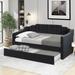 Black Contemporary Upholstered Twin Daybed, Trundle, Swooping Arms
